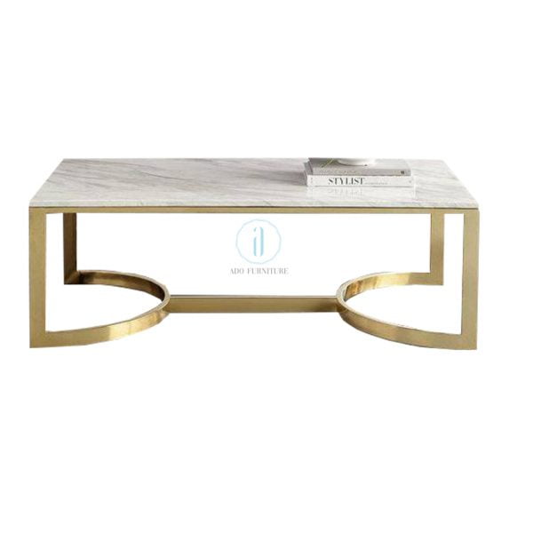Bàn sofa mặt đá mạ vàng