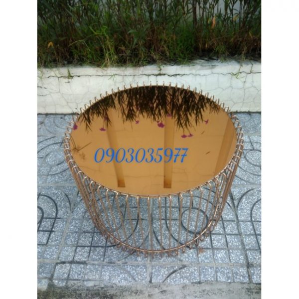 Bàn trà/ bàn sofa lồng chim mạ vàng Ado 046