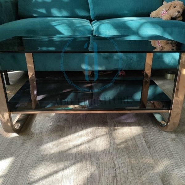 Bàn sofa chữ nhật mạ vàng