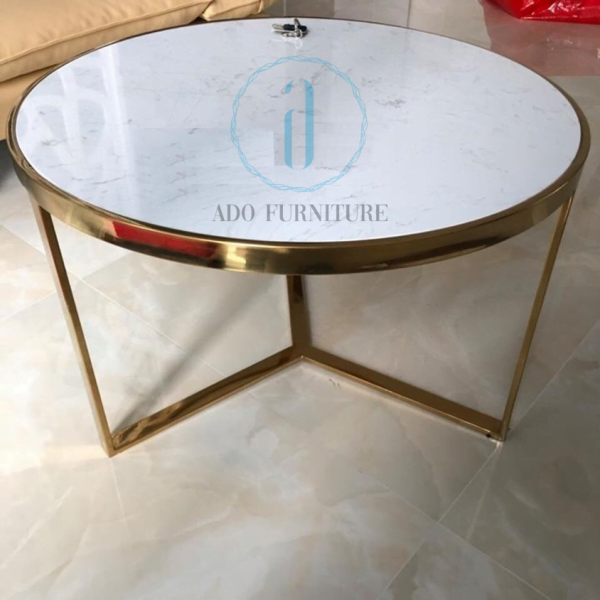 Bàn sofa inox mạ PVD mặt đá