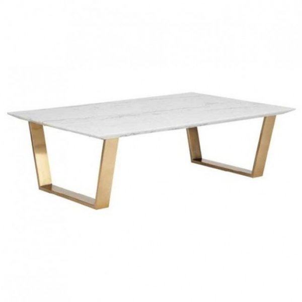 Bàn sofa mặt đá chân mạ