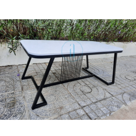 Bàn sofa chữ nhật mặt đá trắng