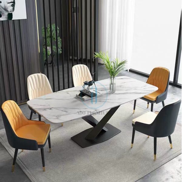 Bộ bàn ăn mặt đá Cẩm thạch 005 (4 ghế) NK