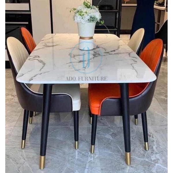 Bộ bàn ăn mặt đá cẩm thạch 001 (4 ghế) NK