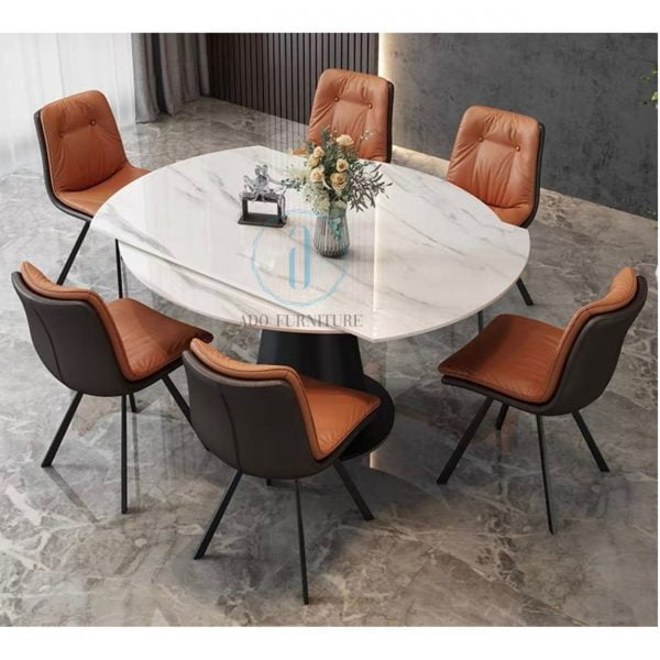 Bộ bàn ăn thông minh mặt đá Ceramic (6 ghế) NK