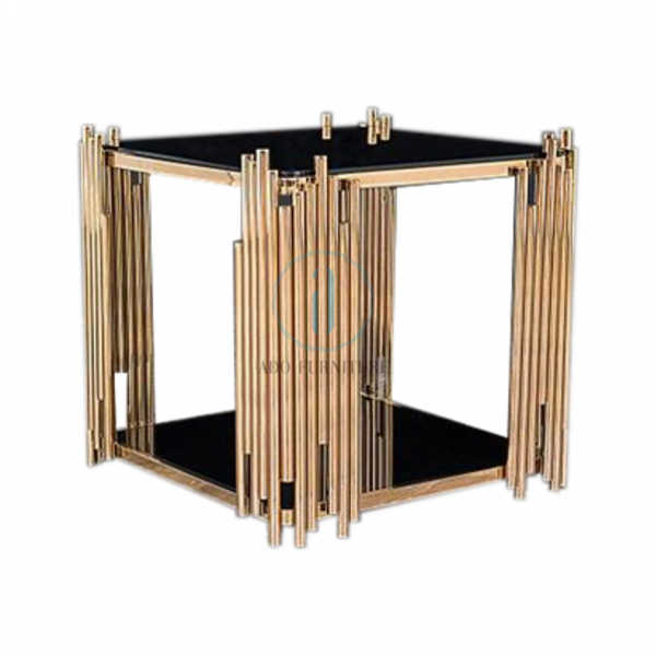 Bàn trà/ Bàn sofa inox mặt kiếng Ado 007