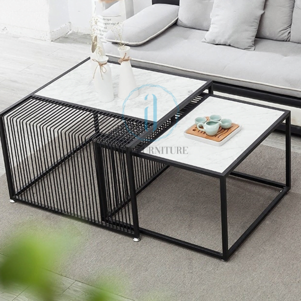 Bàn trà/ Bàn sofa cặp mặt đá Ado 028