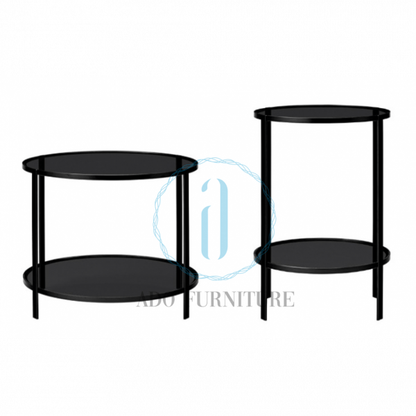 Bàn trà/ bàn sofa cặp khung sắt mặt kiếng Ado 009