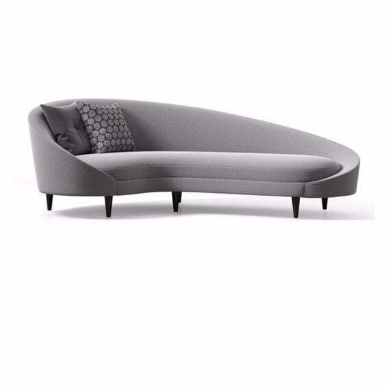 Ghế Sofa băng cong bọc vải nhung xám SB029