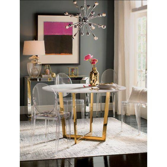 Bàn ăn tròn mặt đá chân mạ PVD 028