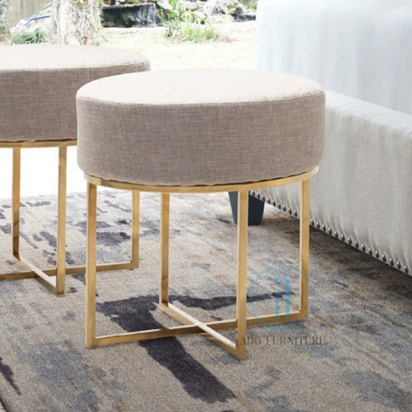 Đôn sofa vải bố chân kim loại 004