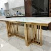 bàn ăn inox mạ vàng mặt đá