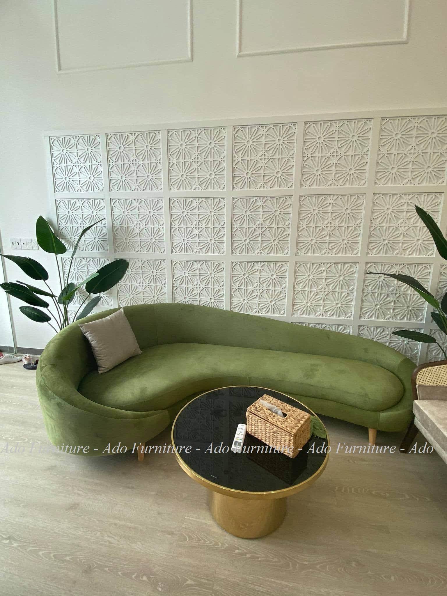 Ghế sofa băng cong bọc nhung