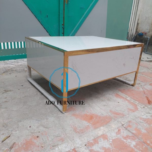 Gia công bàn sofa inox mạ vàng mặt đá