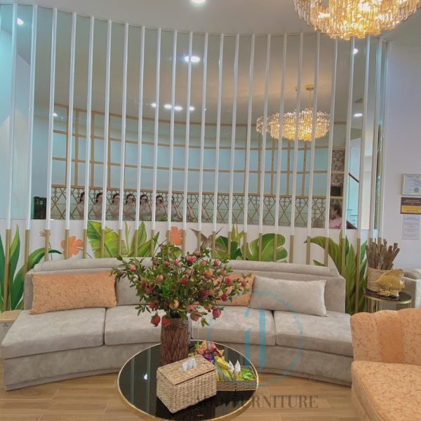 Ghế sofa băng cong bọc nhung